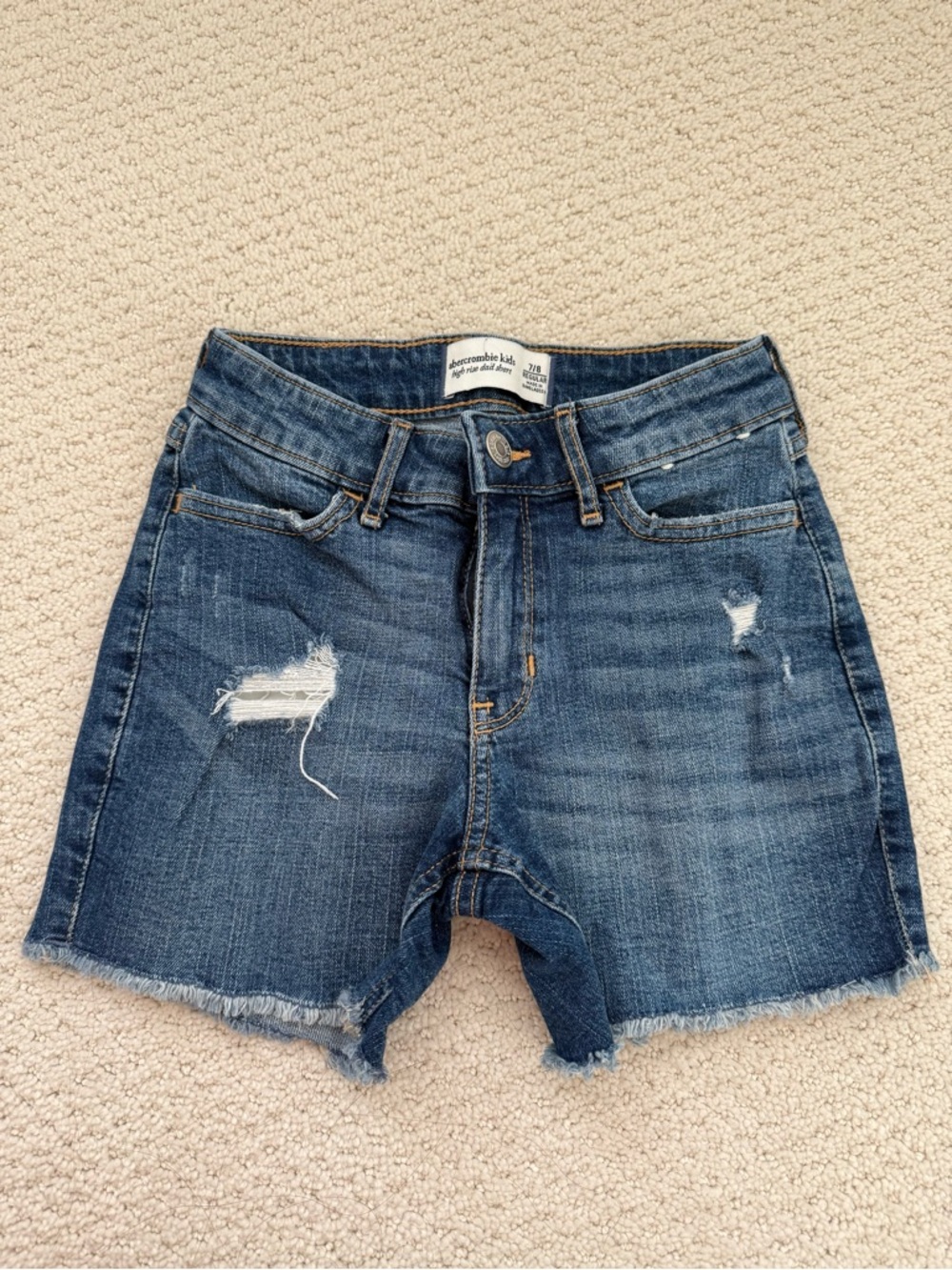 abercrombie kids Distressed Dark Blue Denim Shorts